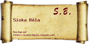 Siska Béla névjegykártya